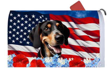 Black and Tan Coonhound - Best of Breed Patriotic Mailbox Cover Hi-Grade Vinyl 6" x 19"