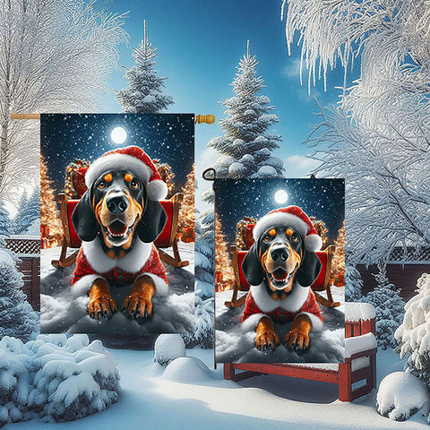 Black and Tan Coonhound -  Best of Breed DCR Christmas Outdoor House and Garden Flag