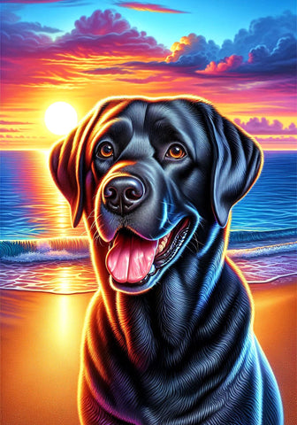Black Labrador - Best of Breed DCR Summer Sunset Outdoor House and Garden Flag