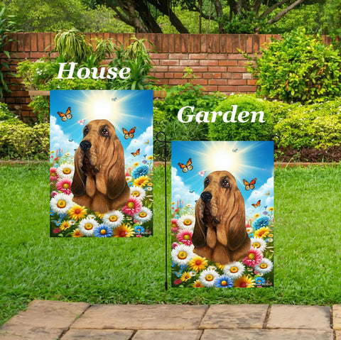 Bloodhound - Best of Breed  Summer Butterflies Outdoor House and Garden Flag