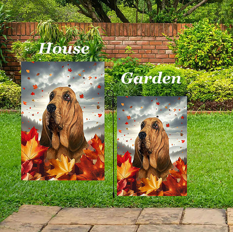 Bloodhound - Best of Breed  Fall Leaves Outdoor House and Garden Flag