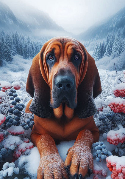 Bloodhound - Best of Breed DCR Winter Berries Outdoor House and Garden Flag