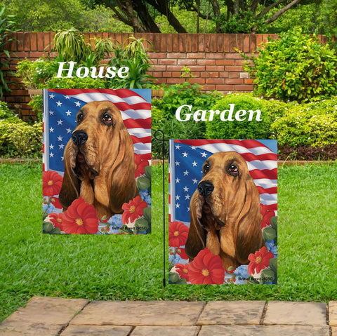Bloodhound - Best of Breed  Patriotic I All-American Outdoor House and Garden Flag
