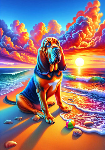 Bloodhound - Best of Breed DCR Summer Sunset Outdoor House and Garden Flag