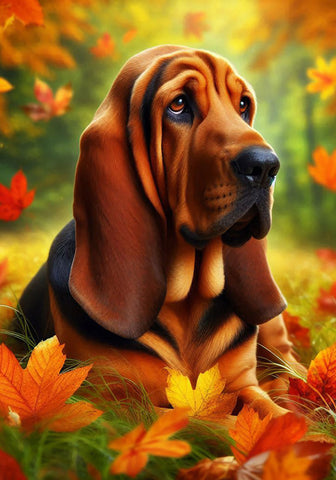 Bloodhound - Best of Breed DCR Falling Leaves Outdoor Flag