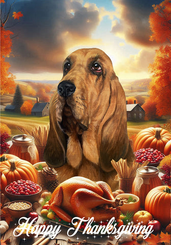 Bloodhound - Best of Breed  Thanksgiving Outdoor House and Garden Flag