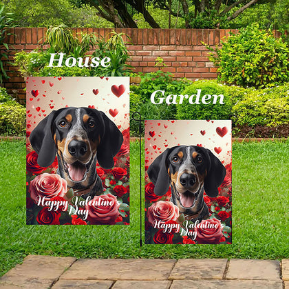 Blue Tick  Coonhound - Best of Breed  Valentine's Day Outdoor House and Garden Flag