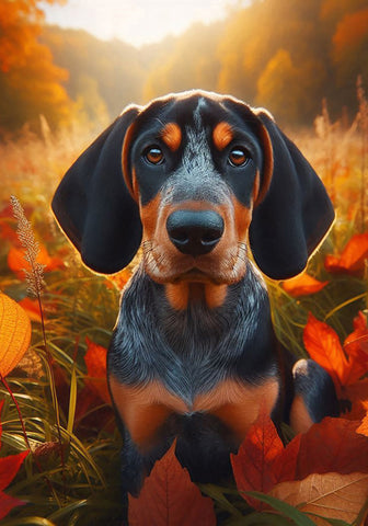 Blue Tick Coonhound -  Best of Breed DCR Falling Leaves Outdoor Flag