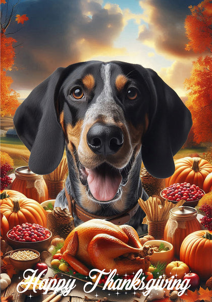 Blue Tick  Coonhound - Best of Breed  Thanksgiving Outdoor House and Garden Flag