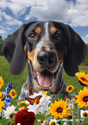 Blue Tick  Coonhound - Best of Breed  Summer Fields Outdoor House and Garden Flag