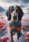 Blue Tick Coonhound -  Best of Breed DCR Winter Berries Outdoor House and Garden Flag