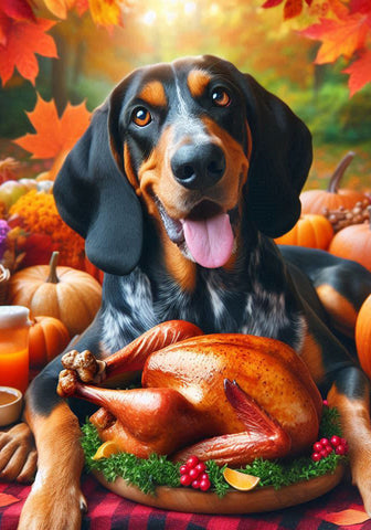 Blue Tick Coonhound -  Best of Breed DCR Thanksgiving Outdoor House and Garden Flag