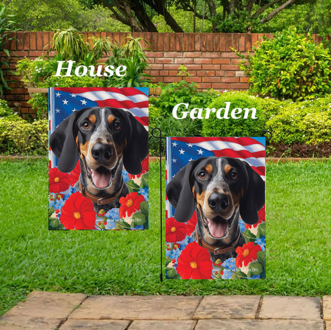 Blue Tick  Coonhound - Best of Breed  Patriotic I All-American Outdoor House and Garden Flag