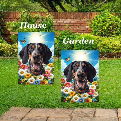 Blue Tick  Coonhound - Best of Breed  Summer Butterflies Outdoor House and Garden Flag