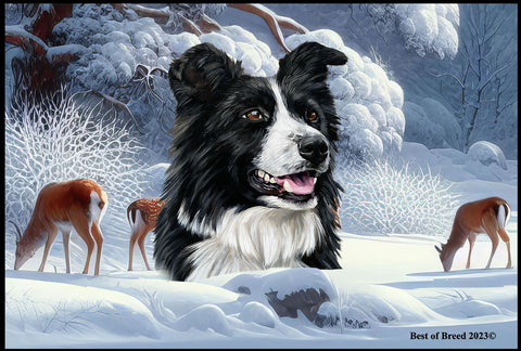 Border Collie -  Best of Breed Winter Wonderland Floor Mat Tufted Loop 18" x 27"