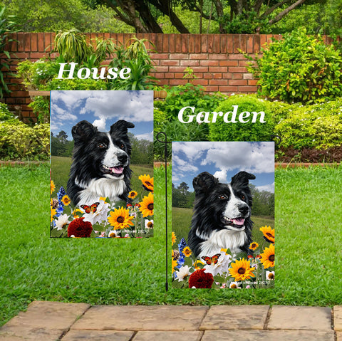 Border Collie -  Best of Breed  Summer Fields Outdoor House and Garden Flag