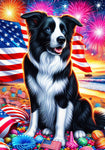 Border Collie -  Best of Breed DCR July 4 Outdoor Flag