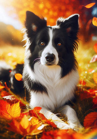 Border Collie -  Best of Breed DCR Falling Leaves Outdoor Flag