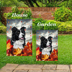 Border Collie -  Best of Breed  Fall Leaves Outdoor House and Garden Flag