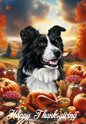 Border Collie -  Best of Breed  Thanksgiving Outdoor House and Garden Flag