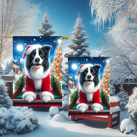 Border Collie -  Best of Breed DCR Christmas Outdoor House and Garden Flag