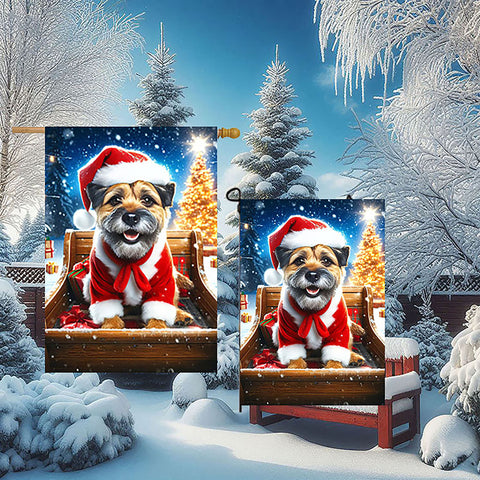 Border Terrier -  Best of Breed DCR Christmas Outdoor House and Garden Flag
