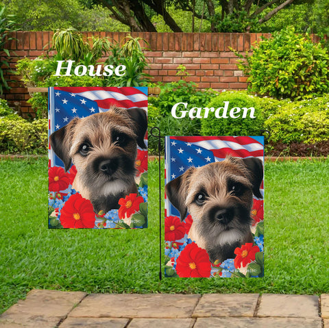 Border Terrier - Best of Breed  Patriotic I All-American Outdoor House and Garden Flag