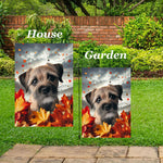 Border Terrier - Best of Breed  Fall Leaves Outdoor House and Garden Flag