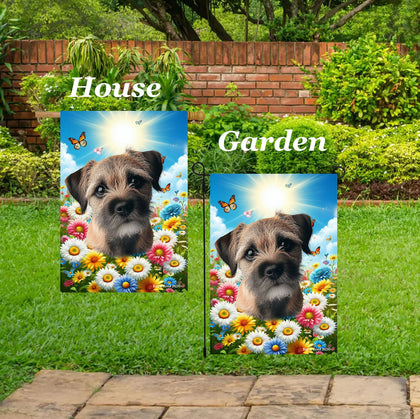 Border Terrier - Best of Breed  Summer Butterflies Outdoor House and Garden Flag