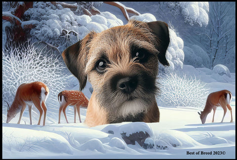 Border Terrier - Best of Breed Winter Wonderland Floor Mat Tufted Loop 18" x 27"