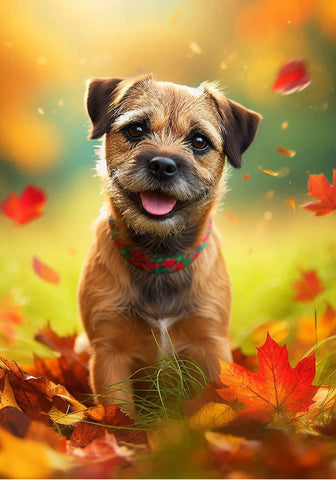 Border Terrier -  Best of Breed DCR Falling Leaves Outdoor Flag