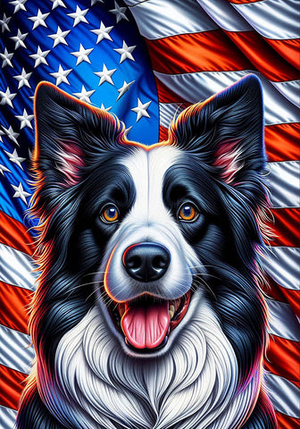 Border Collie -  Best of Breed DCR Patriotic III   Outdoor House and Garden Flag