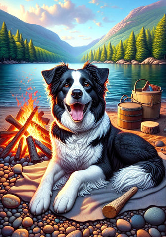 Border Collie -  Best of Breed DCR Summer Camping   Outdoor House and Garden Flag