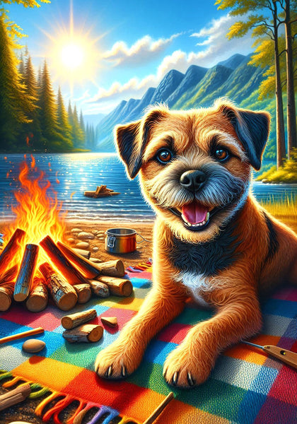 Border Terrier -  Best of Breed DCR Summer Camping   Outdoor House and Garden Flag