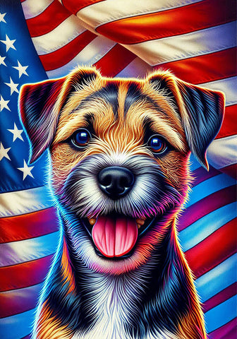 Border Terrier -  Best of Breed DCR Patriotic III   Outdoor House and Garden Flag