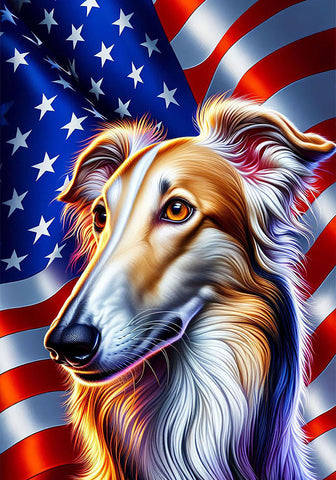 Borzoi -  Best of Breed DCR Patriotic III   Outdoor House and Garden Flag