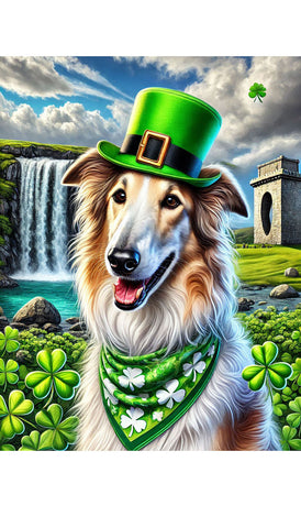 Borzoi -  Best of Breed DCR Saint Patricks Day Day Outdoor House and Garden Flag