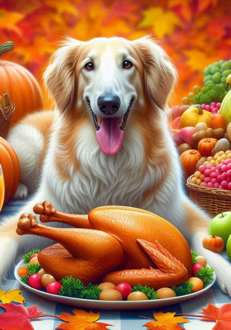 Borzoi -  Best of Breed DCR Thanksgiving Outdoor House and Garden Flag