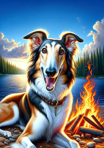 Borzoi -  Best of Breed DCR Summer Camping   Outdoor House and Garden Flag