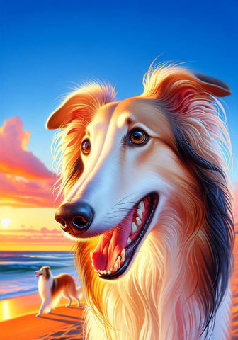 Borzoi -  Best of Breed DCR Summer Sunset Outdoor House and Garden Flag