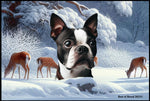 Boston Terrier - Best of Breed Winter Wonderland Floor Mat Tufted Loop 18" x 27"