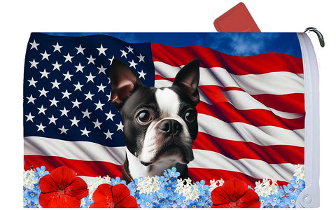 Boston Terrier - Best of Breed Patriotic Mailbox Cover Hi-Grade Vinyl 6" x 19"