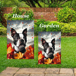 Boston Terrier - Best of Breed  Fall Leaves Outdoor House and Garden Flag