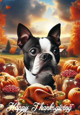 Boston Terrier - Best of Breed  Thanksgiving Outdoor House and Garden Flag