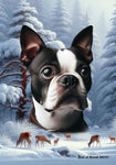 Boston Terrier - Best of Breed  Winter Wonderland Outdoor House and Garden Flag