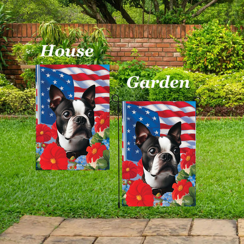 Boston Terrier - Best of Breed  Patriotic I All-American Outdoor House and Garden Flag