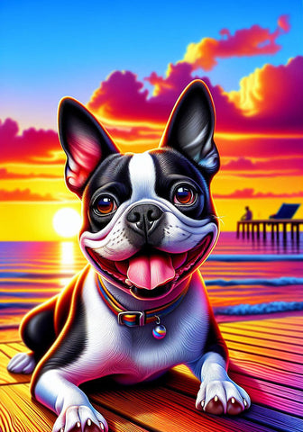 Boston Terrier - Best of Breed DCR Summer Sunset Outdoor House and Garden Flag