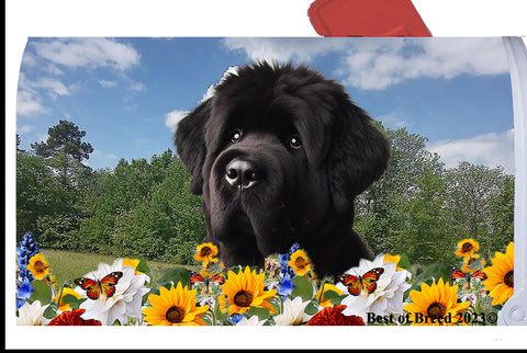 Bouvier Black - Best of Breed Summer Flowers Mailbox Cover Hi-Grade Vinyl 6" x 19"