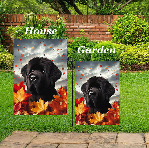 Bouvier Black - Best of Breed  Fall Leaves Outdoor House and Garden Flag