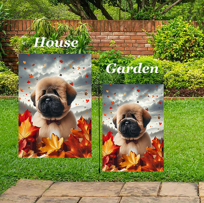 Bouvier Fawn - Best of Breed  Fall Leaves Outdoor House and Garden Flag